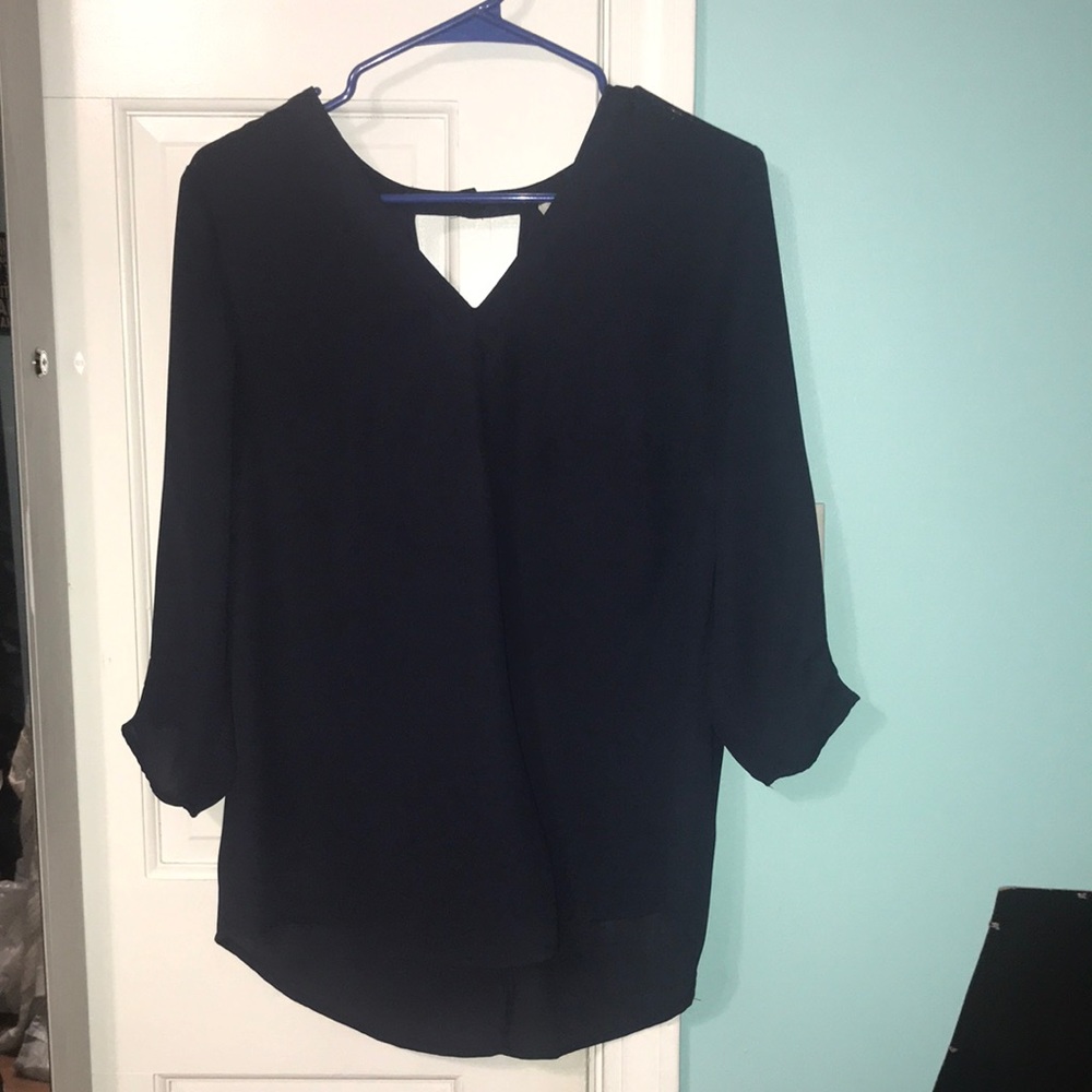 Navy Blue Long Sleeve Blouse